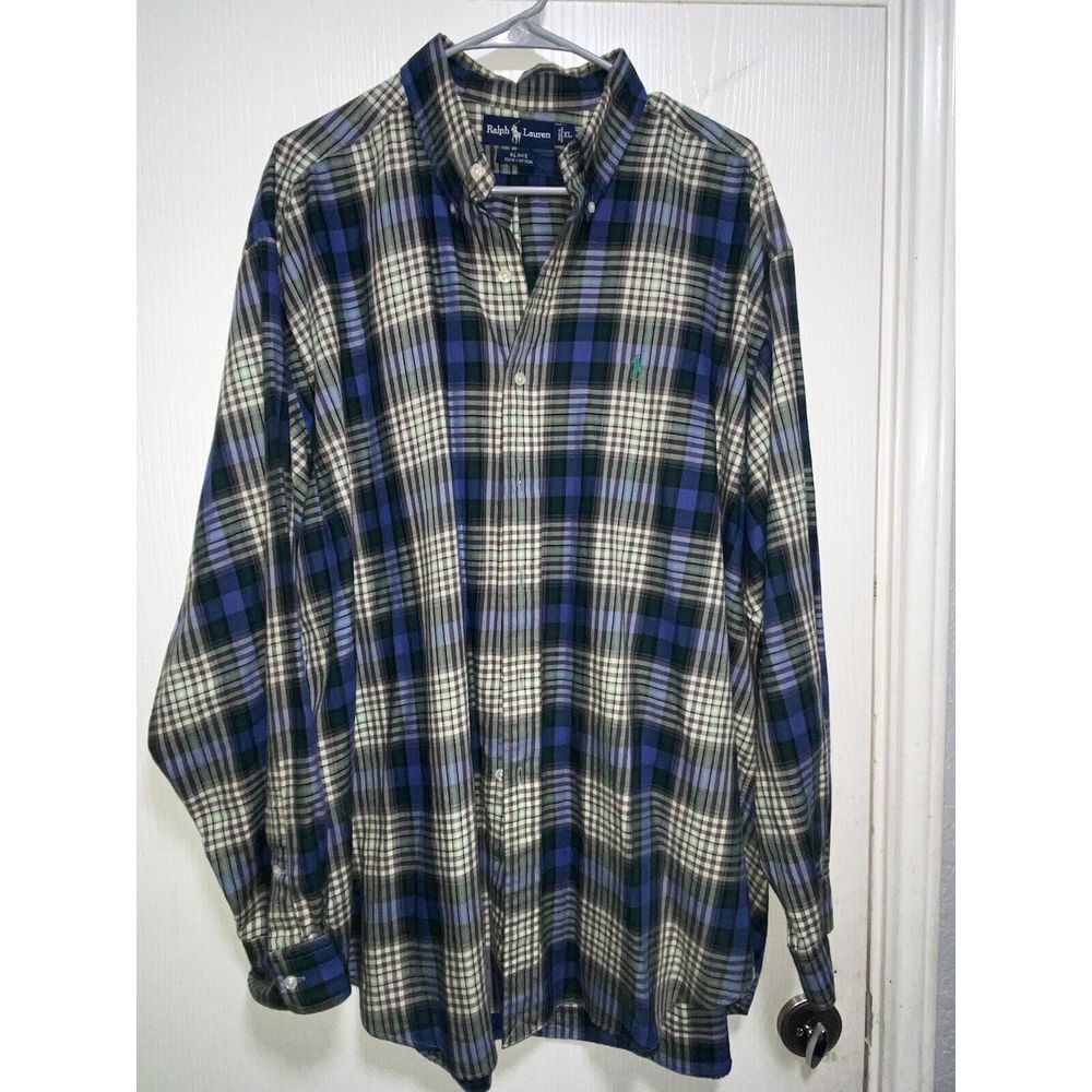 Ralph‎ Lauren Blake Men's Multicolored Plaid Long Sleeve Button Up Shirt Sz XL